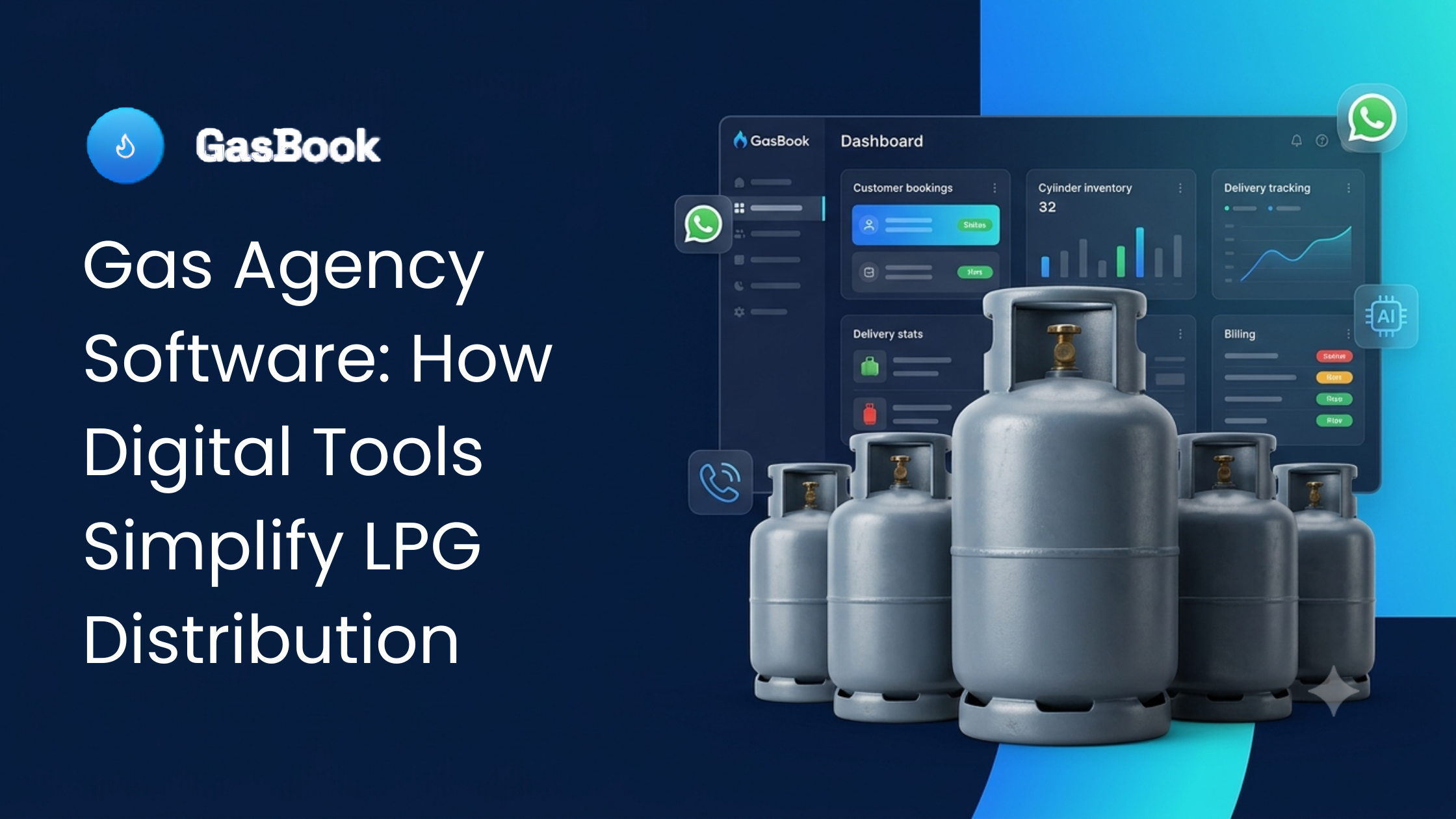 LPG distribution management software for gas agency bookings, stock and customer records